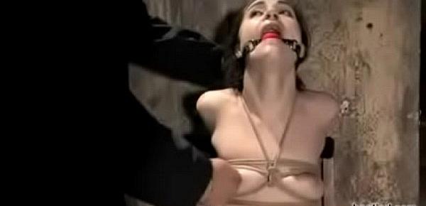  brunette tied to chair and made to orgasm